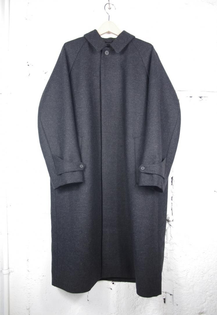 NO CONTROL AIR SN_NC1802CT スタフラ｜ウール・スタンダードフラノステンカラーコート　ラグランスリ－ブ　[DARK GREY TOP]