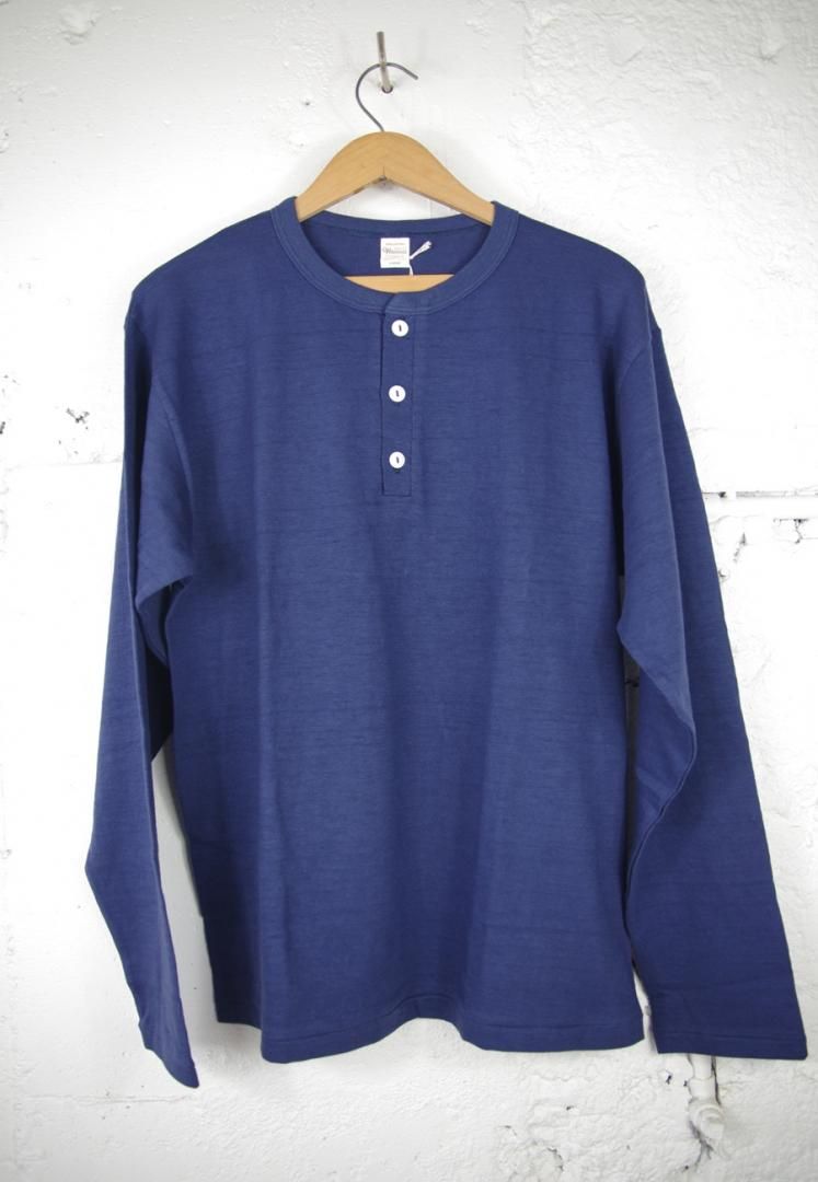 WAREHOUSE lot.5907 L/S HENLY NECK TEE [NAVY]