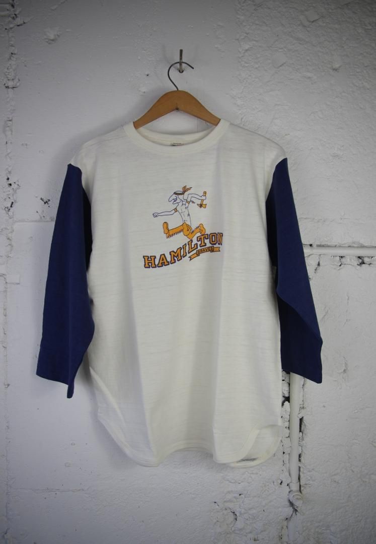 WAREHOUSE lot.4800 ７分袖ベースボ－ルT HAMILTON [クリーム/ネイビー]