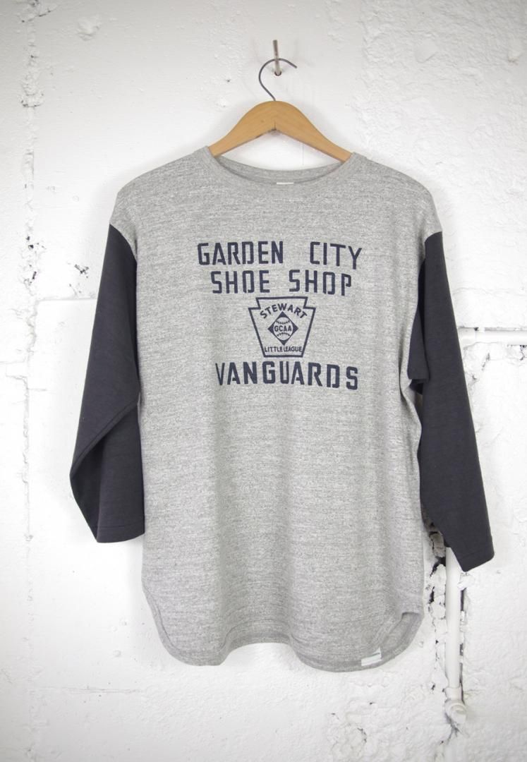 WAREHOUSE lot.4800 ７分袖ベースボ－ルT GARDEN CITY [杢グレー/スミクロ]
