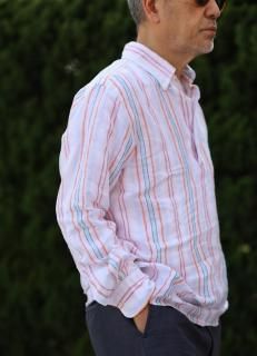 ڰCancliniREMAKE POLO  Linen Multi stripe 
