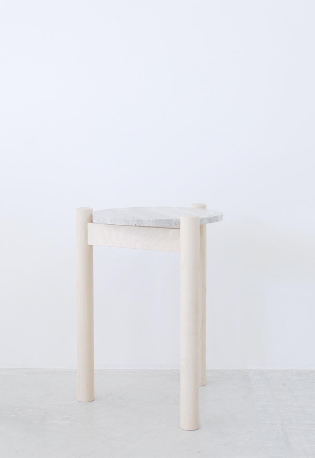 Travertine Side table -maple