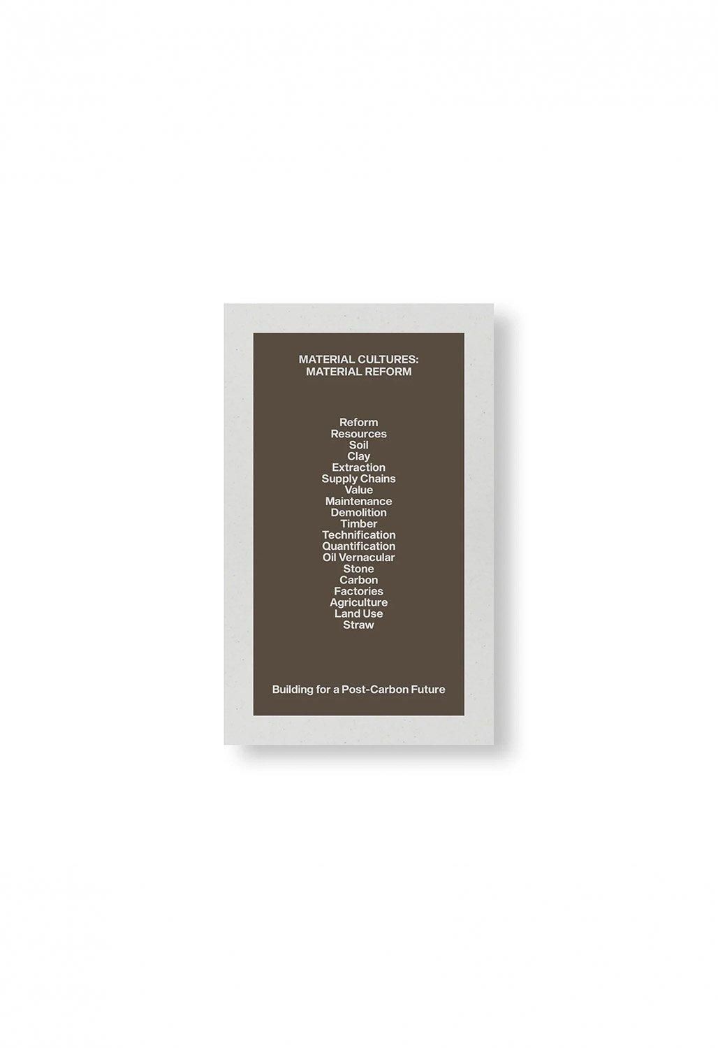 Jan.2025MATERIAL REFORM: BUILDING
FOR A POST-CARBON FUTURE
by Material Cultures(2024)