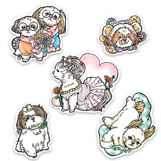 Dog Sticker Shih Tzu10 シーズーシール(10種類)