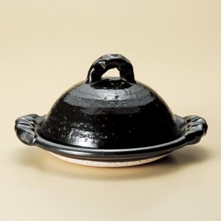 黒釉8.0陶板 信楽焼 和食器 陶板（大） 業務用 和食 和風 すき焼き ステーキ 陶板焼き 蒸し焼き 野菜 肉 