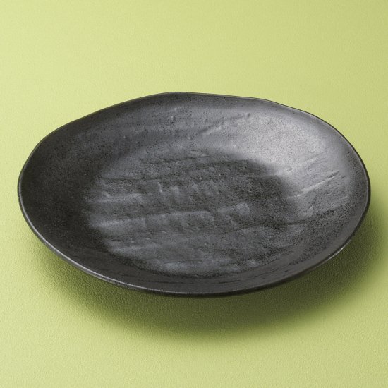 黒いぶしソギ8寸楕円皿 和食器 丸皿（中） 業務用 約25cm 和食 和風 中