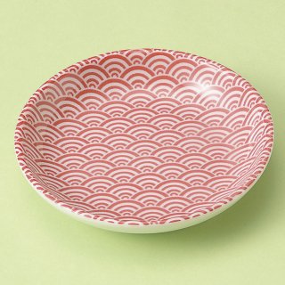 青海波 赤 10cm丸皿 和食器 小皿 業務用 約10.3cm 和食 和風 漬物 たれ 薬味 サラダ 和菓子 冷奴 ミニ 