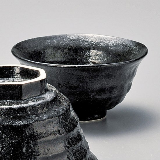 瀬戸黒ろくべ型豆茶碗 和食器 飯碗 業務用 約10.8cm 和食 和風
