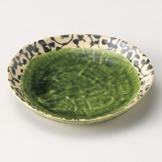 唐草織部銘々皿 和食器 フルーツ皿・銘々皿・取皿 業務用 約14cm 和食 和風 プレート フルーツ デザート 和菓子 甘味 ケーキ 和テイスト 定番 取り皿 - 業務用食器を産地からお届けします!【みんなの倉庫】
