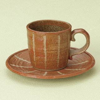 彫十草 赤 コーヒー碗皿 和食器 コーヒー碗・受皿 業務用 和風 来客用 マイカップ 和モダン おしゃれ