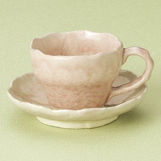 彩りピンクコーヒー碗皿 和食器 コーヒー碗・受皿 業務用 和風 来客用 マイカップ 和モダン おしゃれ