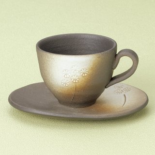 白ぼかし小花コーヒー碗皿 信楽焼 和食器 コーヒー碗・受皿 業務用 和風 来客用 マイカップ 和モダン おしゃれ