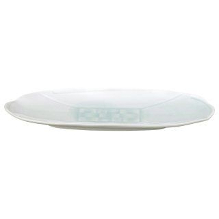 青白磁 楕円13.0皿 和食器 細長皿（大） 業務用 約39.6cm 和食 和風 刺身 寿司 焼き物 串物 