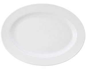 白玉渕 リム14吋プラター 洋食器 楕円・変形プレート（L） 業務用 約35cm 洋食レストラン 大皿 ハンバーグ 