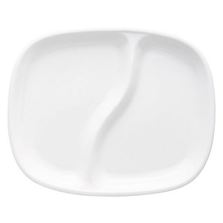 白磁軽量強化二つ仕切スクエア25cm 洋食器 ランチプレート 業務用 約25.2cm 洋食 仕切皿 ワンプレート