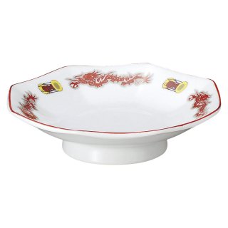 鼓舞龍 八角皿 中華食器 八角皿 業務用 日本製 磁器 約19.2cm チャーハン シュウマイ シューマイ 中華皿 プレート 伝統的 昔懐かし