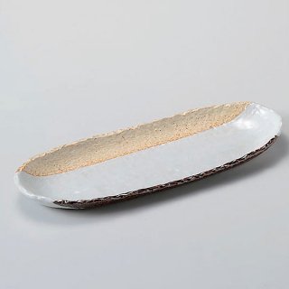 アメ塗分9.0舟型トレー 和食器 楕円皿 業務用 約27.5cm 和食 和風 天ぷら 揚げ物 焼き物 パスタ