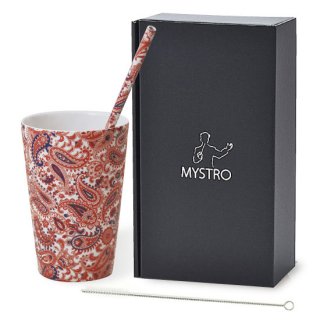 MYSTRO マイストロ レギュラー（20.0cm） タンブラーセット ペイズリー オリジナルBOX入り ギフト 贈り物 マイストロー 陶磁器ストロー おしゃれ 脱プラスチック