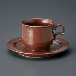 鉄砂結晶スタック碗皿 和食器 コーヒー碗・受皿 業務用 約碗8.9cm