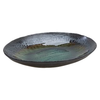 万象縄目楕円皿 （燻し金彩オリベ） 和食器 楕円皿 業務用 約24.3cm