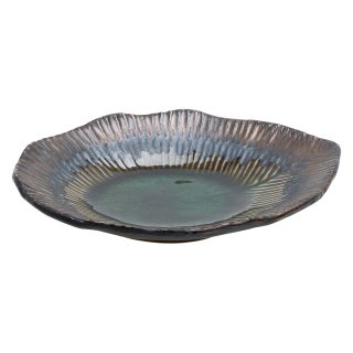 万象葉形5寸皿 （燻し金彩オリベ） 和食器 変形皿 業務用 約17.5cm