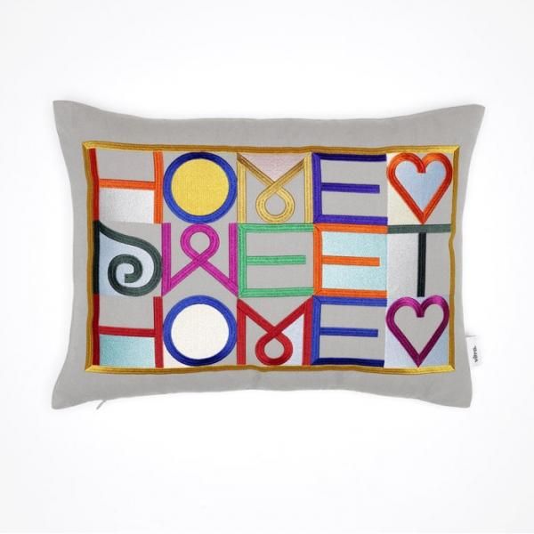 Embroidered Pillow / Home Sweet Home - MID-Century MODERN