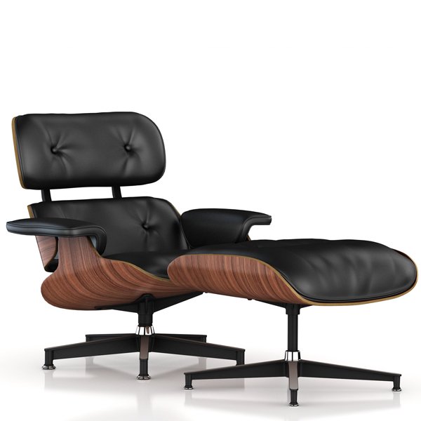 Lounge Chair & Ottoman / New / Leather Black