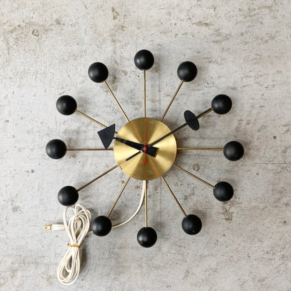 Ball Clock Vintage / Brass x Black 