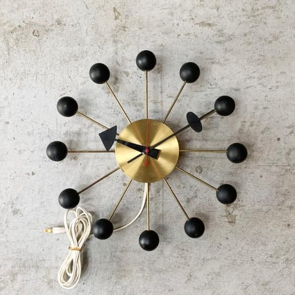 Ball Clock Vintage / Brass x Black 