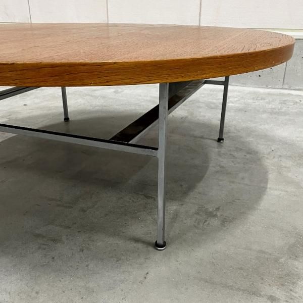 Round Coffee Table with Chrome Base #5756 - MID-Century MODERN