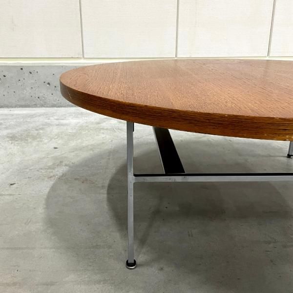 Round Coffee Table with Chrome Base #5756 - MID-Century MODERN