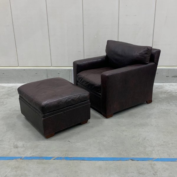 Ralph Lauren Leather Lounge Chair & Ottoman