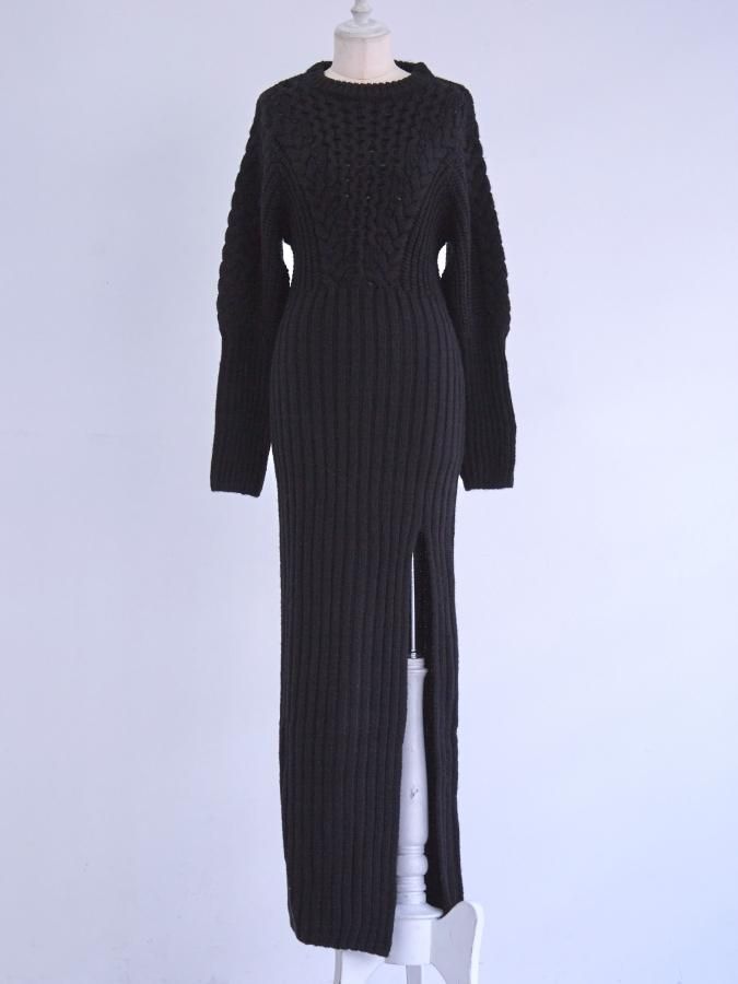 Back-open Cable Dress - ROSARYMOON OFFICIAL WEB STORE