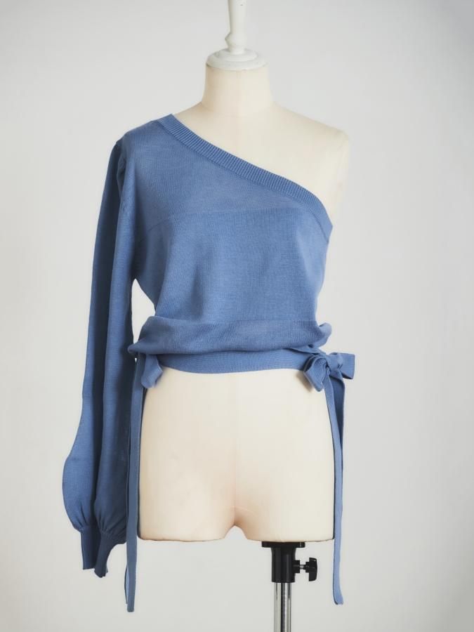 Hem Ribbon One-Shoulder Top