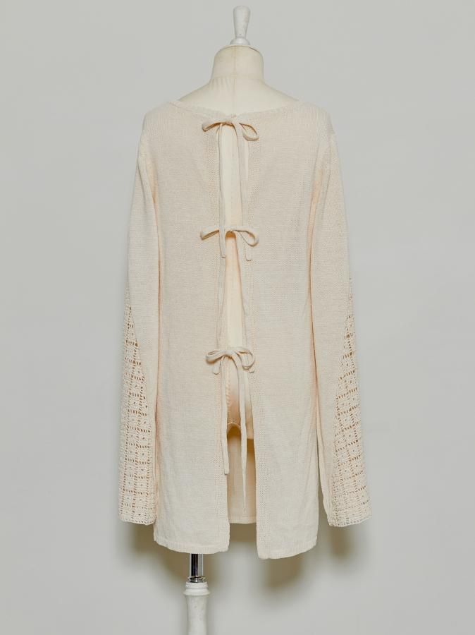 Back Ribbon Crochet Pullover