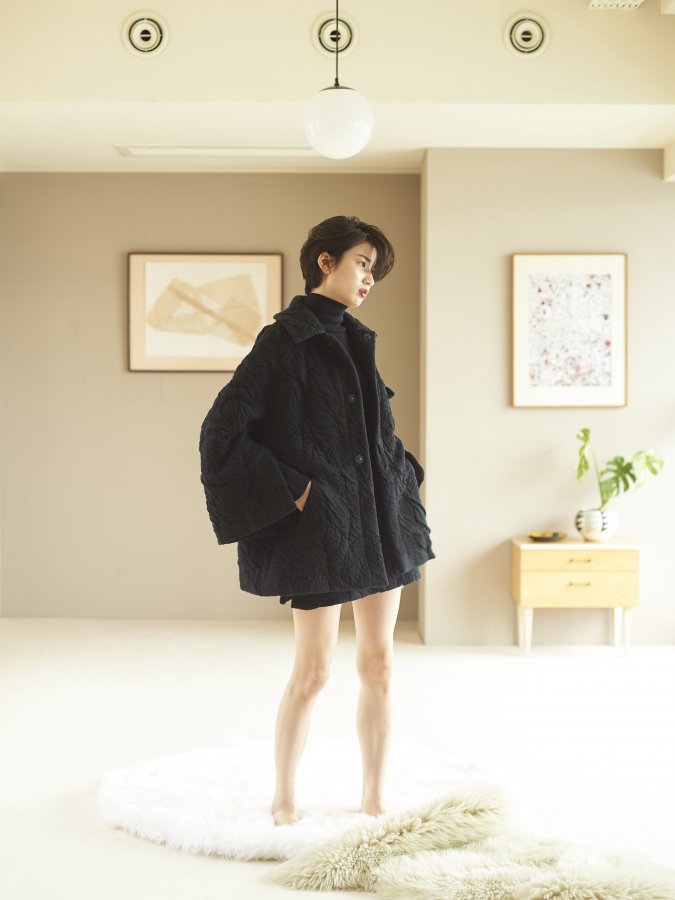 Fluffy Jacquard Quilted Coat - ROSARYMOON OFFICIAL WEB STORE
