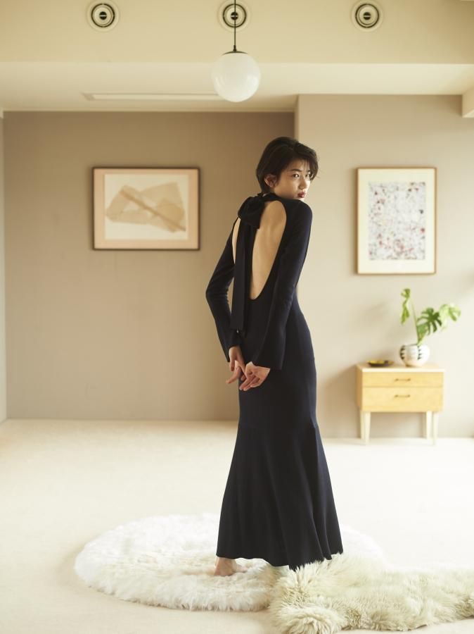 Rosarymoon Back Ribbon Knit Dress - 通販 - pinehotel.info