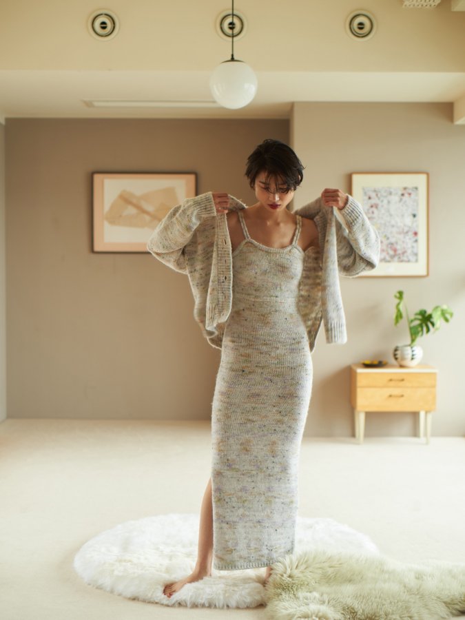 Mix Yarn Cami Dress - ROSARYMOON OFFICIAL WEB STORE