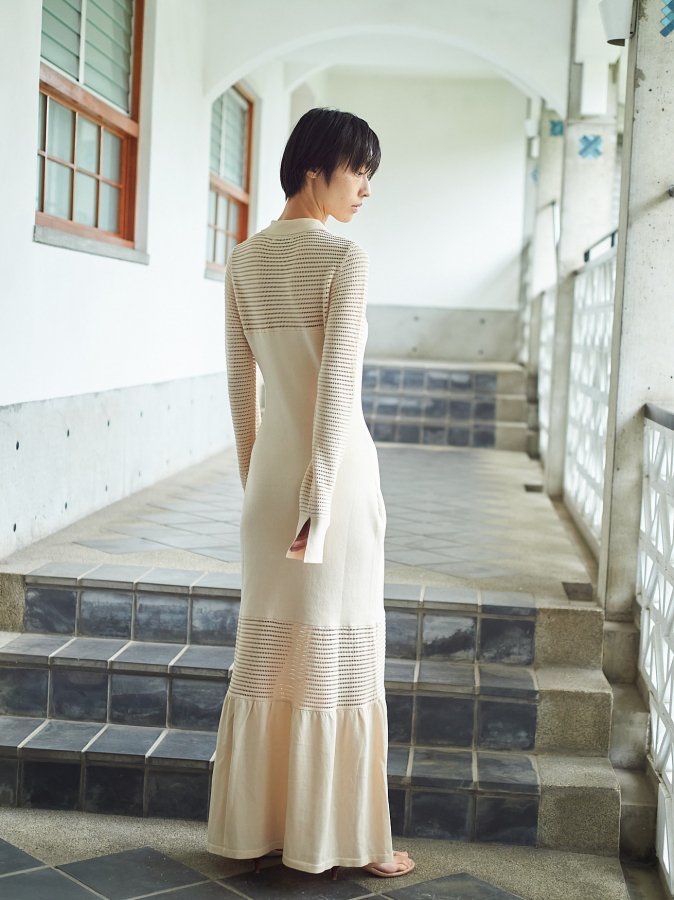Meshed Knit Dress - ROSARYMOON OFFICIAL WEB STORE
