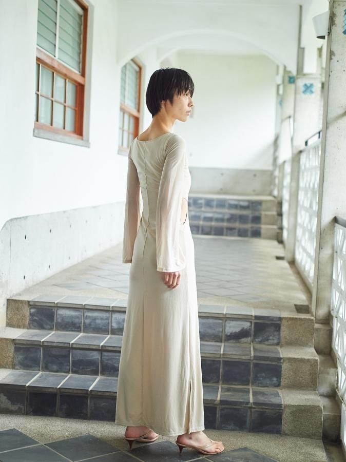Side Open Jersey Dress - ROSARYMOON OFFICIAL WEB STORE