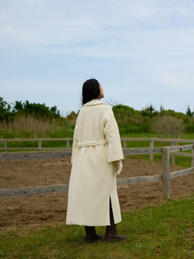 Jacquard Long Coat - ROSARYMOON OFFICIAL WEB STORE