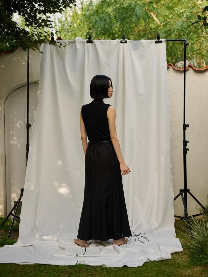 Double Satin Panel Skirt - ROSARYMOON OFFICIAL WEB STORE