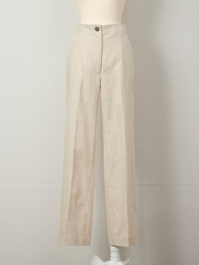 Linen Herringbone Straight Pants