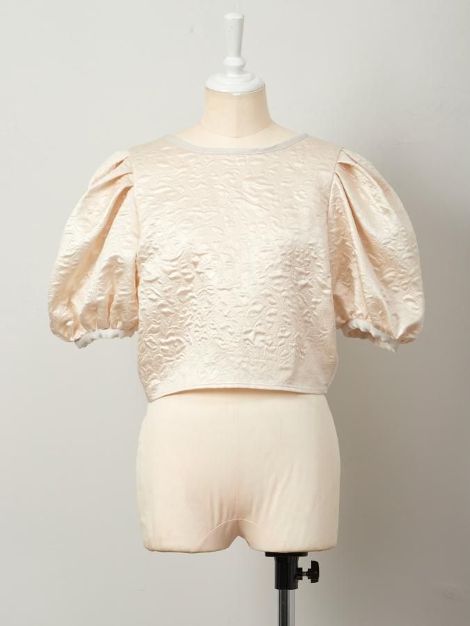 Jacquard Puff Sleeve Blouse - ROSARYMOON OFFICIAL WEB STORE