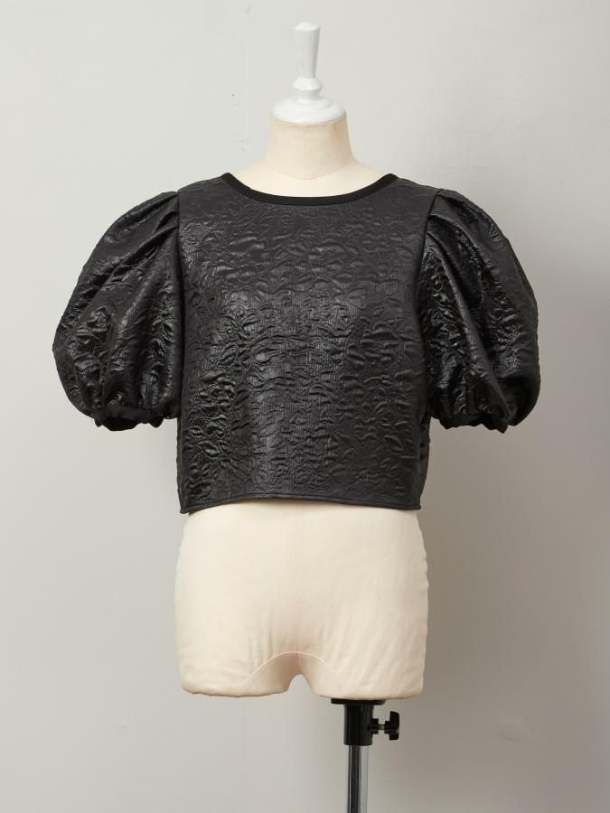 Jacquard Puff Sleeve Blouse