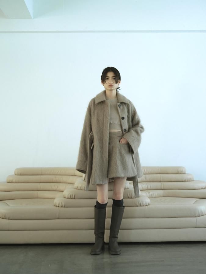 Mohair Shaggy Half Coat - ROSARYMOON OFFICIAL WEB STORE