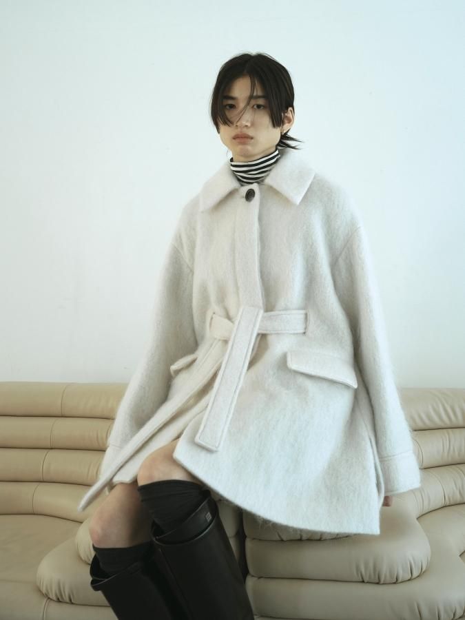 Mohair Shaggy Half Coat - ROSARYMOON OFFICIAL WEB STORE