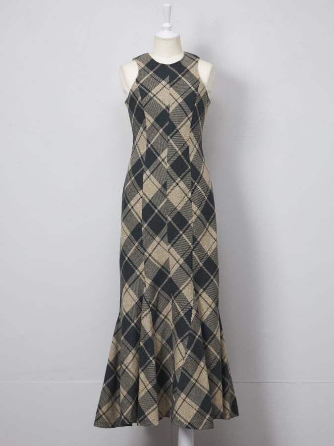 Bias Check Panel Dress - ROSARYMOON OFFICIAL WEB STORE Bias Check Panel Dress - ROSARYMOON OFFICIAL WEB STORE