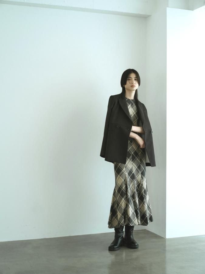 【人気】Bias Check Panel Dress