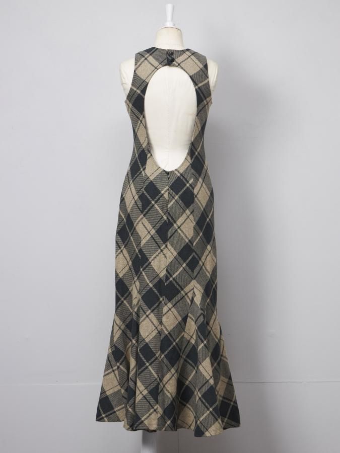 【人気】Bias Check Panel Dress